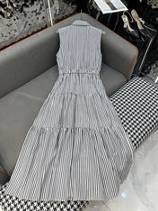 SLEEVELESS STRIPED SHIRT DRESS