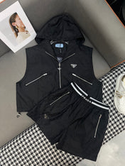 SLEEVELESS HOODIE AND SHORTS JACQUARD FABRIC 266715