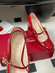 TRÈS VIVIER MARY JANE PUMPS 85MM IN RED GLOSSY CALFSKIN