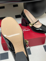 TRÈS VIVIER MARY JANE PUMPS 85MM IN BLACK GLOSSY CALFSKIN