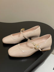 TRÈS VIVIER MARY JANE PUMPS IN BEIGE PATENT CALFSKIN