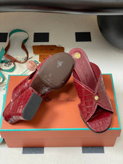 HIGH HEELS 80 MM IN RED CALFSKIN SNAKE EMBOSSING