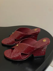 HIGH HEELS 80 MM IN RED CALFSKIN SNAKE EMBOSSING