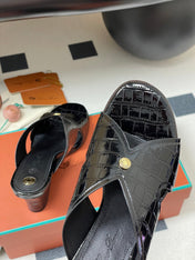 HIGH HEELS 80 MM IN BLACK CALFSKIN SNAKE EMBOSSING