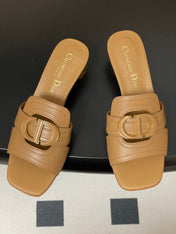 DIOR HIGH HEEL CLASSIC MONTAIGNE 40 MM 25S IN LIGHT BROWN LAMBSKIN WITH CD LOGO