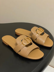 DIOR CLASSIC MONTAIGNE SANDALS 25S IN LIGHT BROWN LAMBSKIN WITH CD LOGO