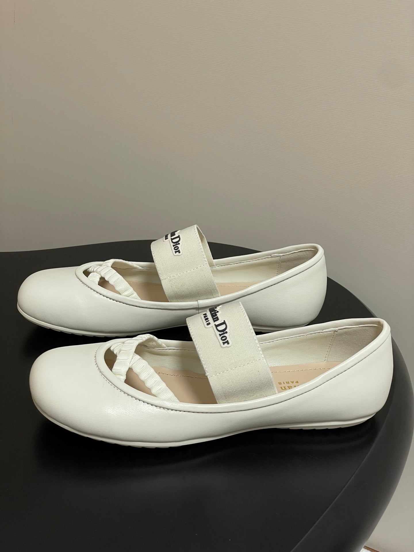 DIOR STRETCH BALLET FLATS 25S IN CREAM WHITE LAMBSKIN