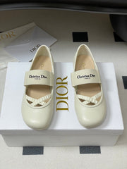 DIOR STRETCH BALLET FLATS 25S IN CREAM WHITE LAMBSKIN