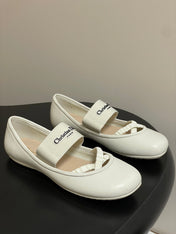 DIOR STRETCH BALLET FLATS 25S IN CREAM WHITE LAMBSKIN