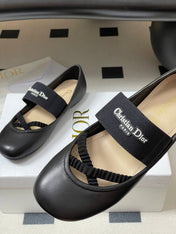 DIOR STRETCH BALLET FLATS 25S IN BLACK LAMBSKIN