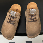 BALENCIAGA 25S MULES BIRKENSTOCK IN CARAMEL BROWN SUEDE