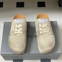 BALENCIAGA 25S MULES BIRKENSTOCK IN CREAM BEIGE SUEDE