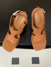 HM 25S KALYA WEDGE SANDAL 100 MM IN BROWN LAMBSKIN