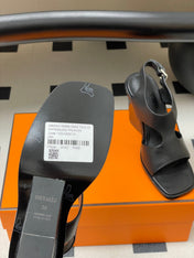 HM 25S KALYA WEDGE SANDAL 100 MM IN BLACK LAMBSKIN