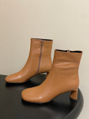 BALENCIAGA 25S ANKLE BOOTS 65 MM IN LIGHT BROWN COW LEATHER