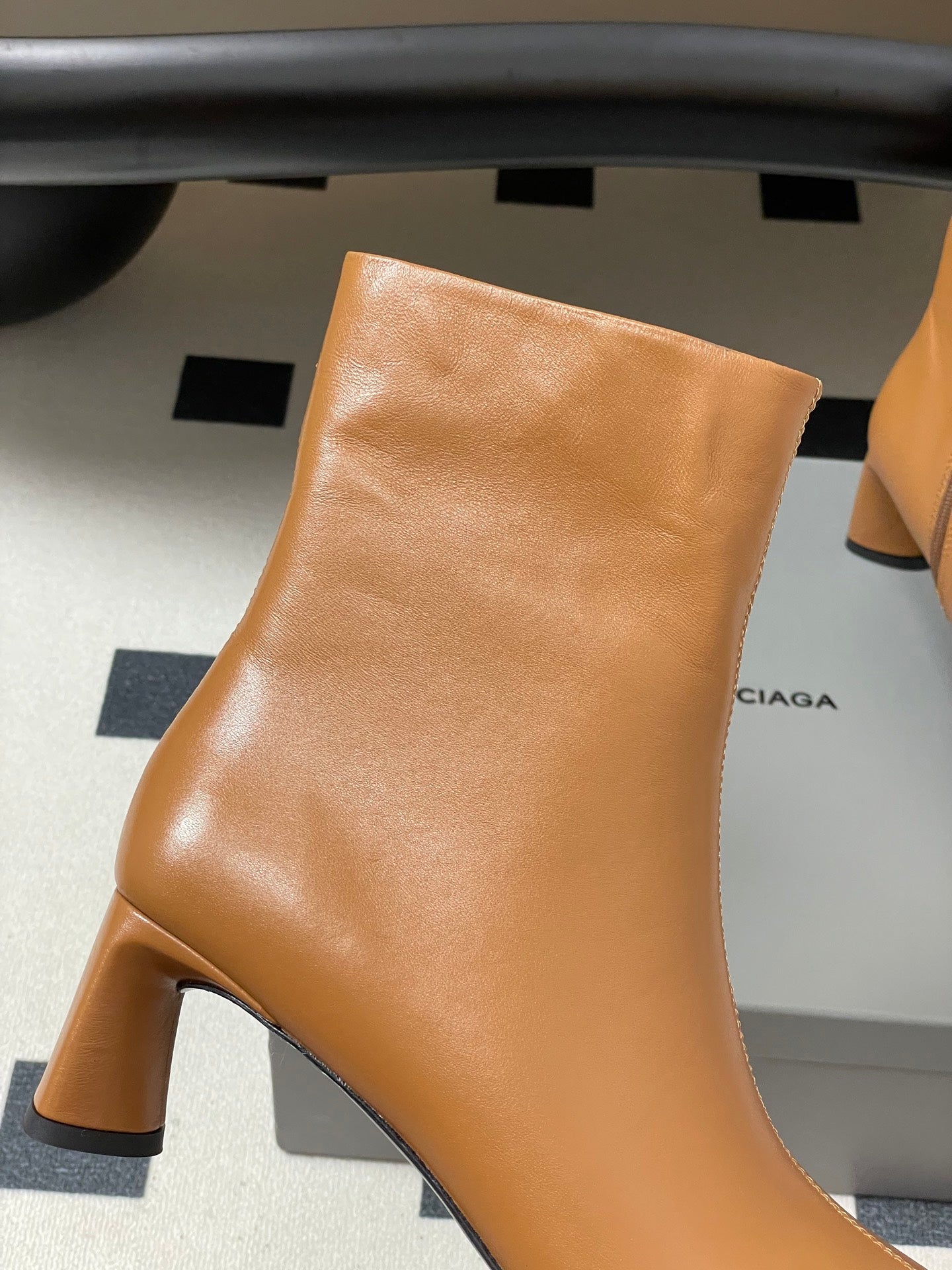 BALENCIAGA 25S ANKLE BOOTS 65 MM IN LIGHT BROWN COW LEATHER