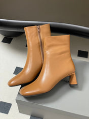 BALENCIAGA 25S ANKLE BOOTS 65 MM IN LIGHT BROWN COW LEATHER
