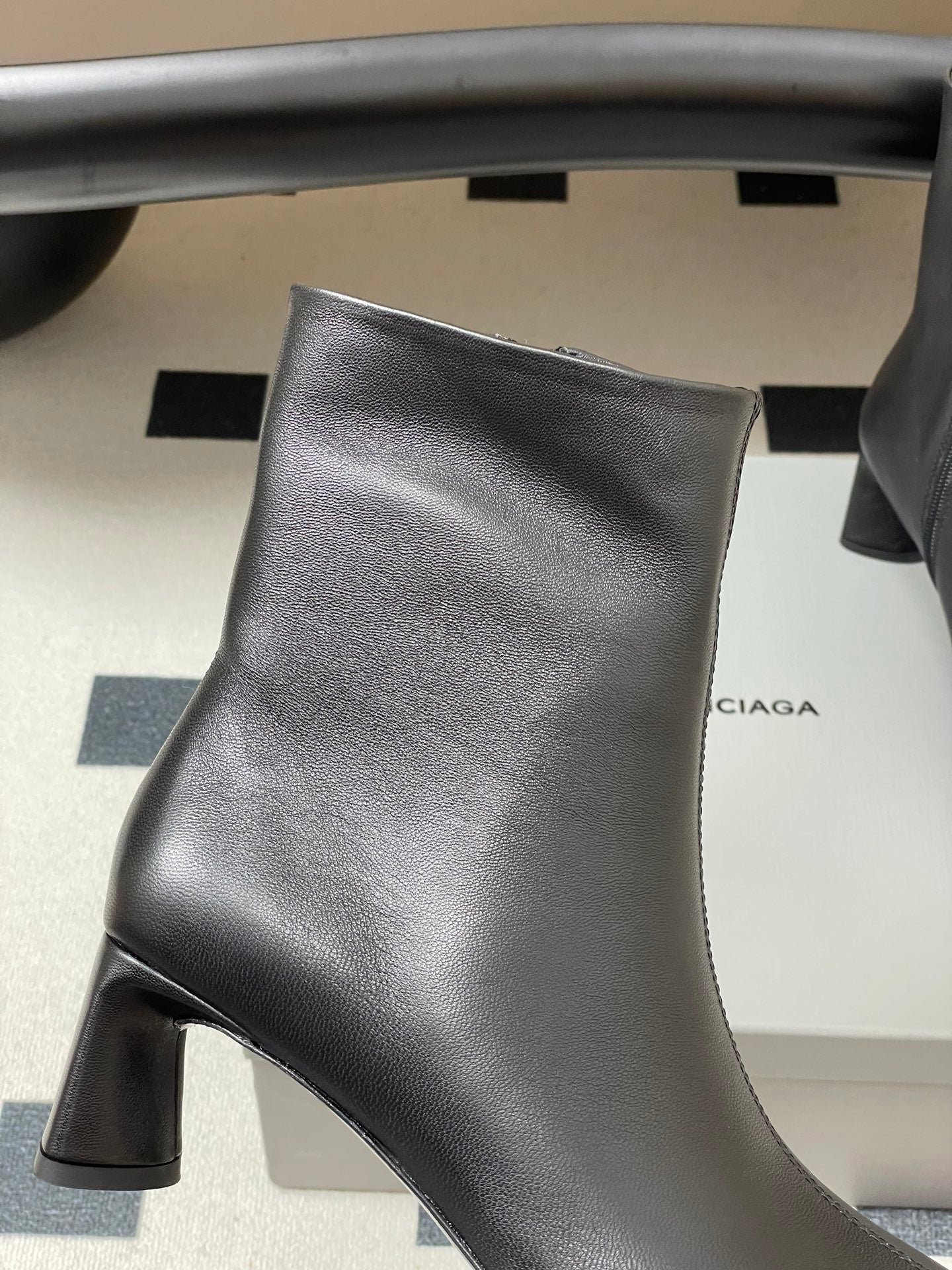 BALENCIAGA 25S ANKLE BOOTS 65 MM IN BLACK COW LEATHER