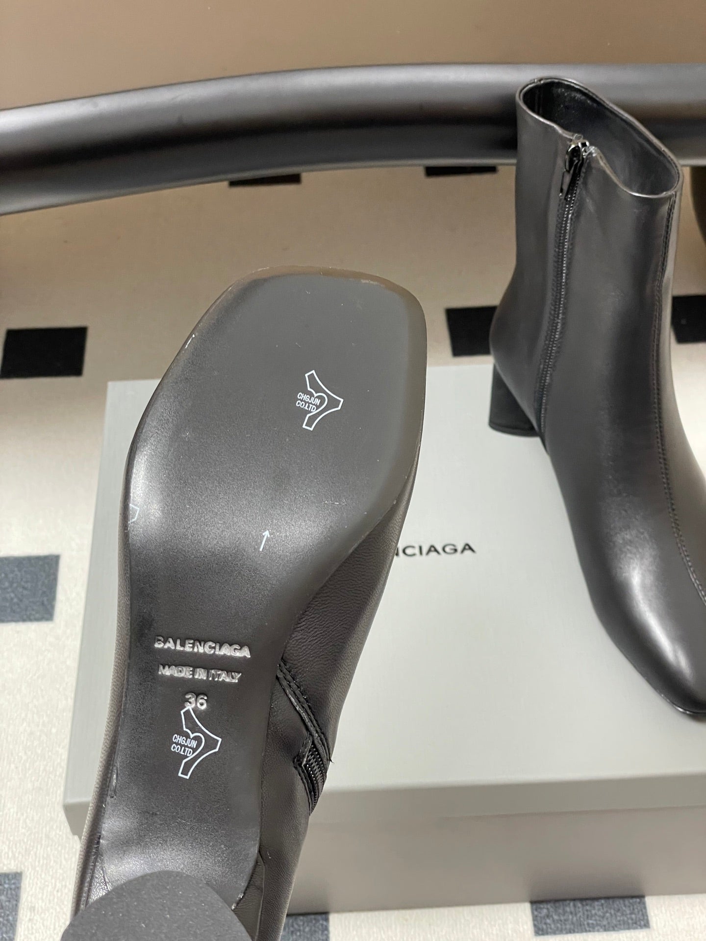 BALENCIAGA 25S ANKLE BOOTS 65 MM IN BLACK COW LEATHER