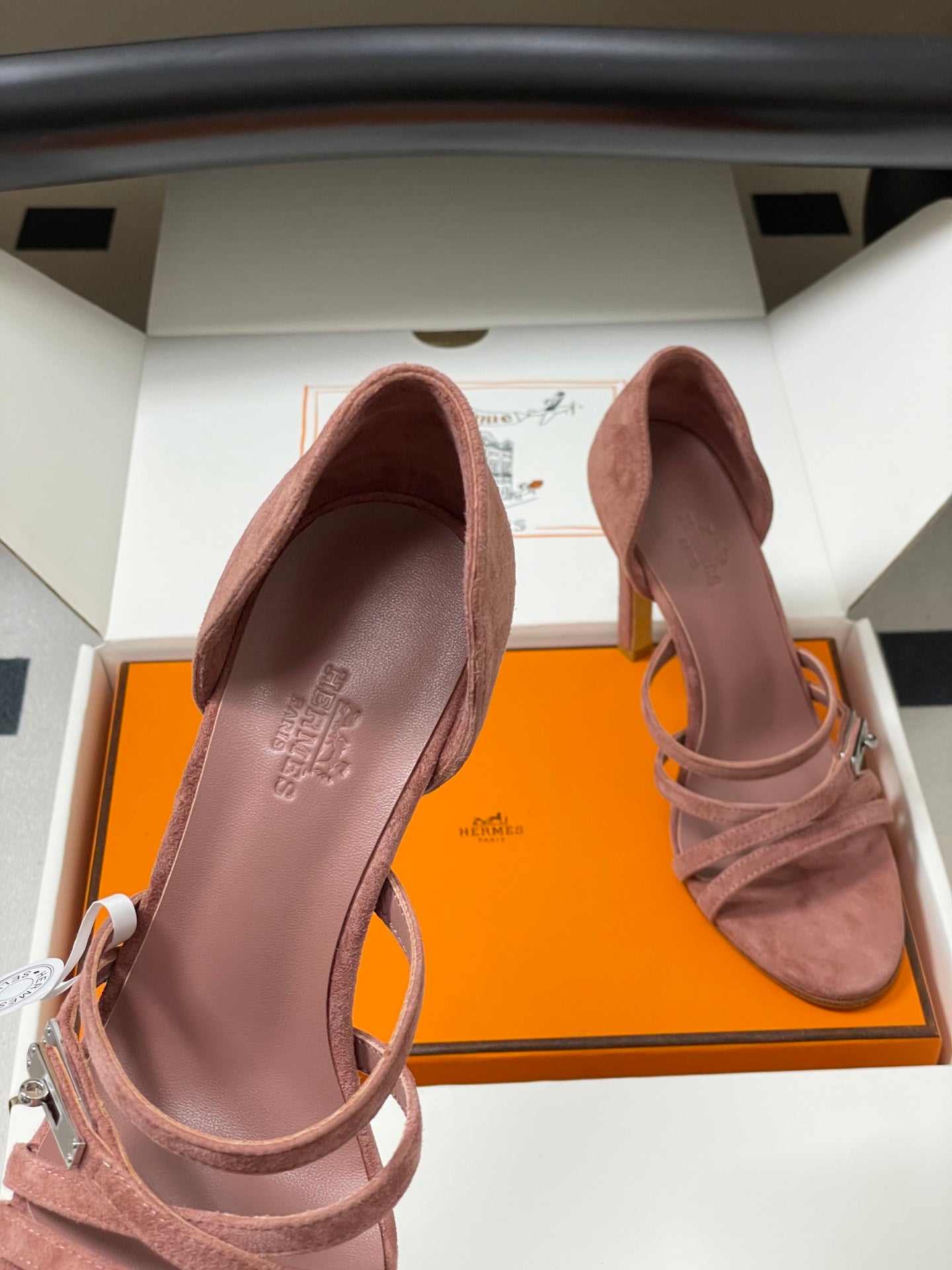 HM 25S HIGH-HEEL SANDAL 105 MM IN PEACHY PINK SUEDE