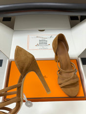 HM 25S HIGH-HEEL SANDAL 105 MM IN BROWN SUEDE