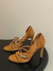 HM 25S HIGH-HEEL SANDAL 105 MM IN BROWN SUEDE