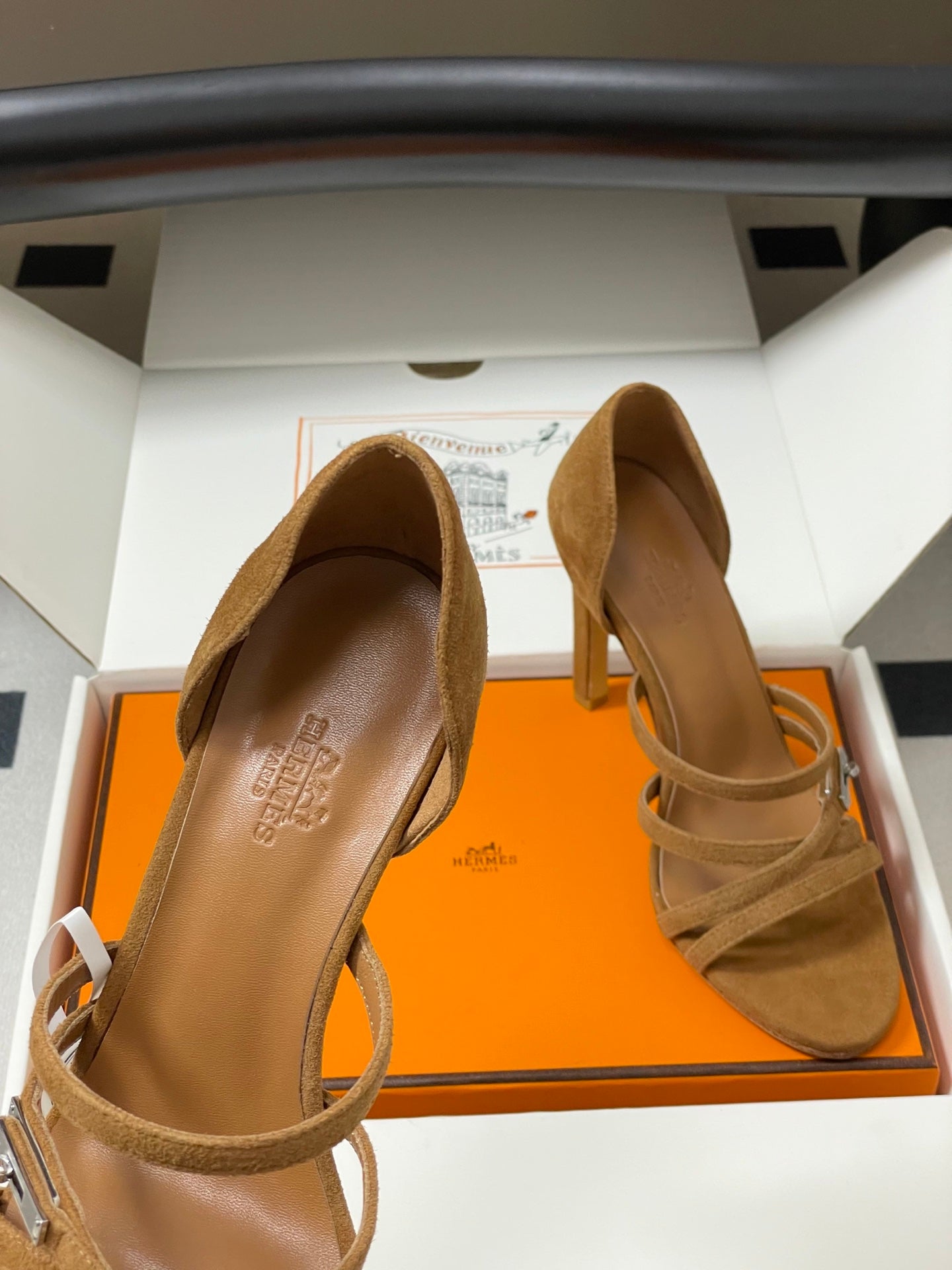 HM 25S HIGH-HEEL SANDAL 105 MM IN BROWN SUEDE