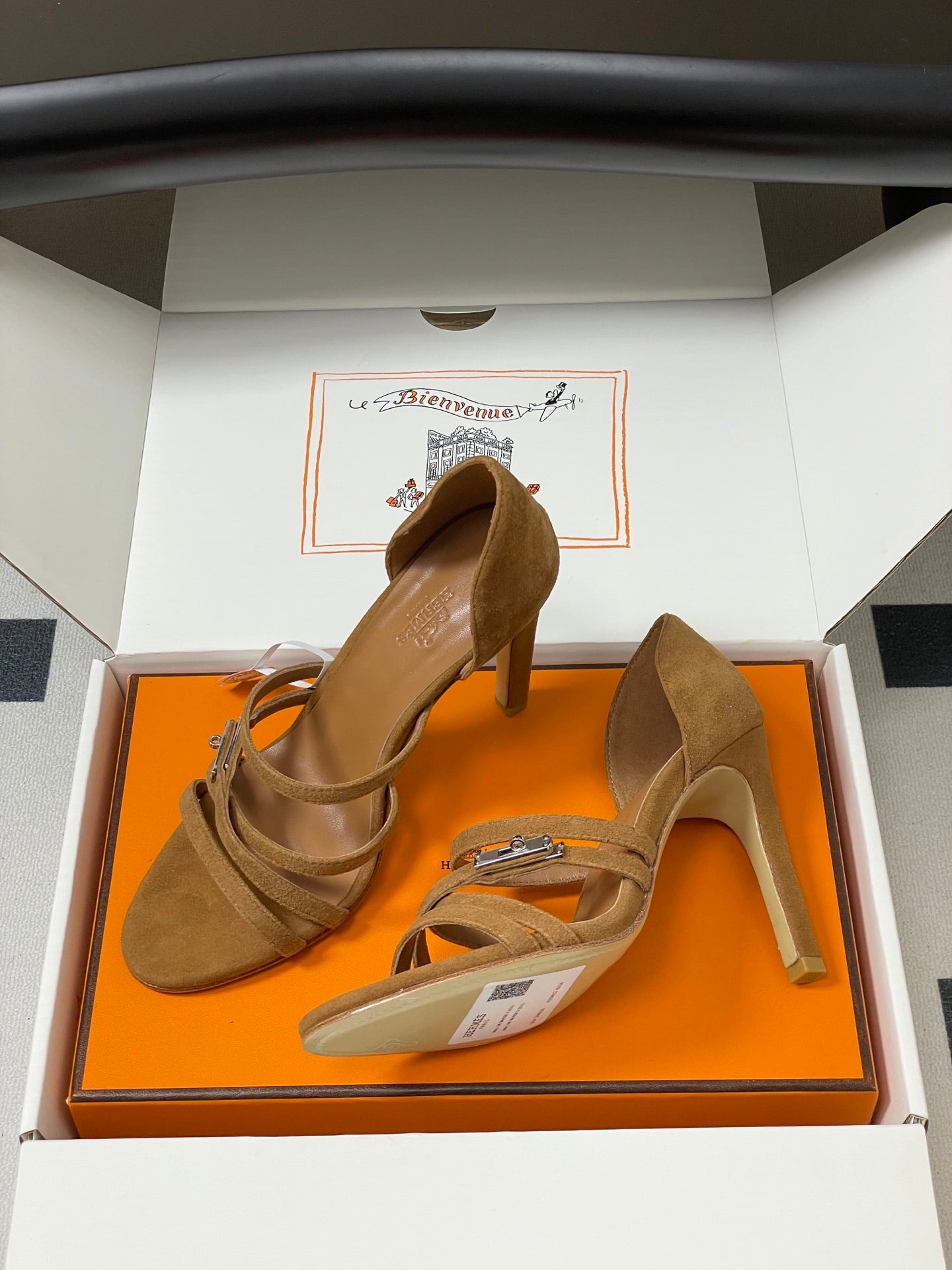 HM 25S HIGH-HEEL SANDAL 105 MM IN BROWN SUEDE