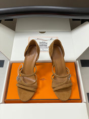 HM 25S HIGH-HEEL SANDAL 105 MM IN BROWN SUEDE