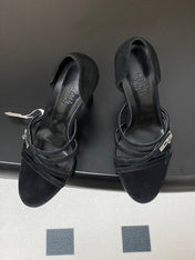 HM 25S HIGH-HEEL SANDAL 105 MM IN BLACK SUEDE