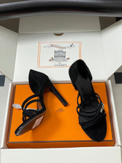 HM 25S HIGH-HEEL SANDAL 105 MM IN BLACK SUEDE