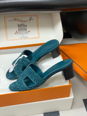 HM 25S ORAN HIGH‑HEEL SANDAL IN DARK BLUE SUEDE AND LAMBSKIN