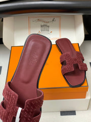 HM 25S ORAN SANDAL IN DARK RED SUEDE AND LAMBSKIN