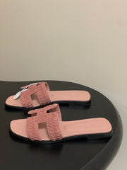 HM 25S ORAN SANDAL IN PEACHY PINK SUEDE AND LAMBSKIN