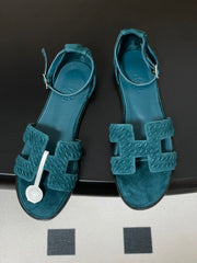 HM 25S SANTORINI SANDAL IN DARK BLUE SUEDE AND LAMBSKIN