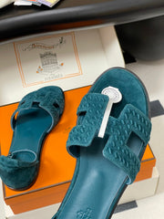 HM 25S SANTORINI SANDAL IN DARK BLUE SUEDE AND LAMBSKIN