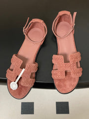 HM 25S SANTORINI SANDAL IN PEACHY PINK SUEDE AND LAMBSKIN