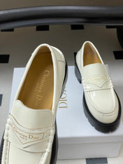 DIOR 25S BOY PLATFORM LOAFERS IN CREAM WHITE LAMBSKIN