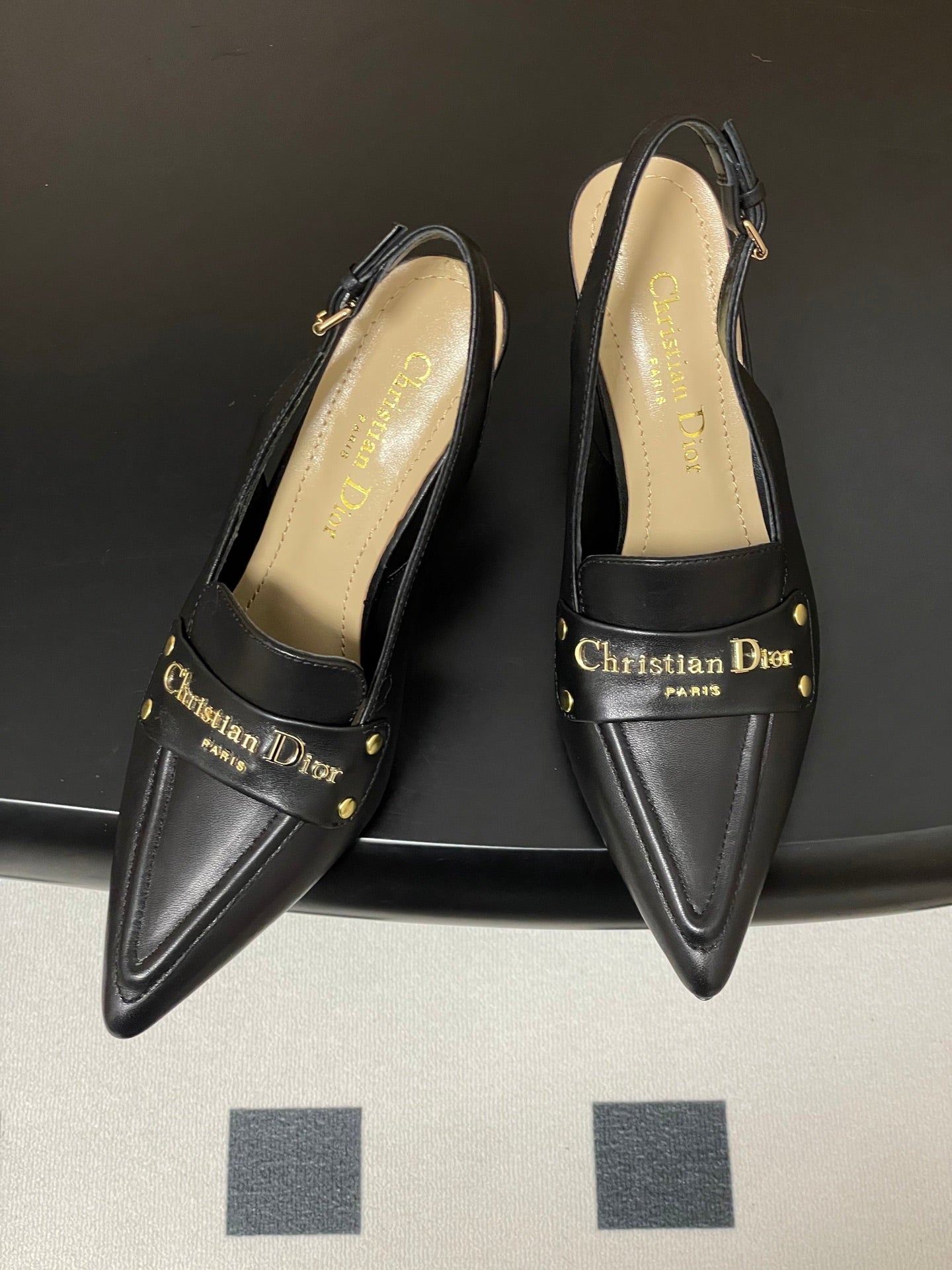 DIOR 25S BOY SLINGBACK HIGH HEELS 85 MM IN BLACK LAMBSKIN