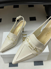 DIOR 25S BOY SLINGBACK HIGH HEELS 85 MM IN WHITE LAMBSKIN