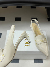 DIOR 25S BOY SLINGBACK HIGH HEELS 50 MM IN WHITE LAMBSKIN
