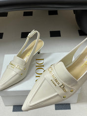 DIOR 25S BOY SLINGBACK HIGH HEELS 50 MM IN WHITE LAMBSKIN