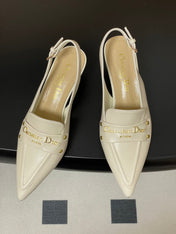 DIOR 25S BOY SLINGBACK HIGH HEELS 50 MM IN WHITE LAMBSKIN