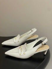 DIOR 25S BOY SLINGBACK HIGH HEELS 50 MM IN WHITE LAMBSKIN