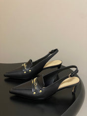 DIOR 25S BOY SLINGBACK HIGH HEELS 50 MM IN BLACK LAMBSKIN