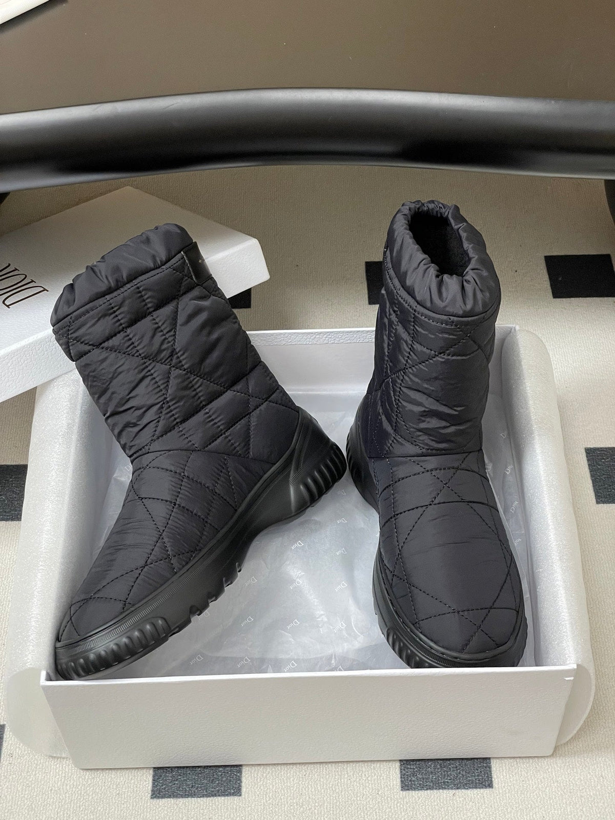 DIOR 25S FROST LOW ANKLE BOOTS IN BLACK FABRIC