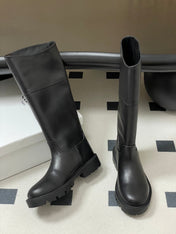 CELINE 26S MARGARET HIGH BOOTS IN BLACK CALFSKIN