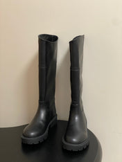 CELINE 26S MARGARET HIGH BOOTS IN BLACK CALFSKIN