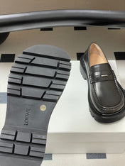 LOEWE 26S LOAFER IN DARK OLIVE GRAY CALFSKIN