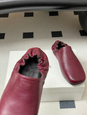CELINE 26S ELASTIC-BACK FLAT SHOES IN DARK RED LAMBSKIN